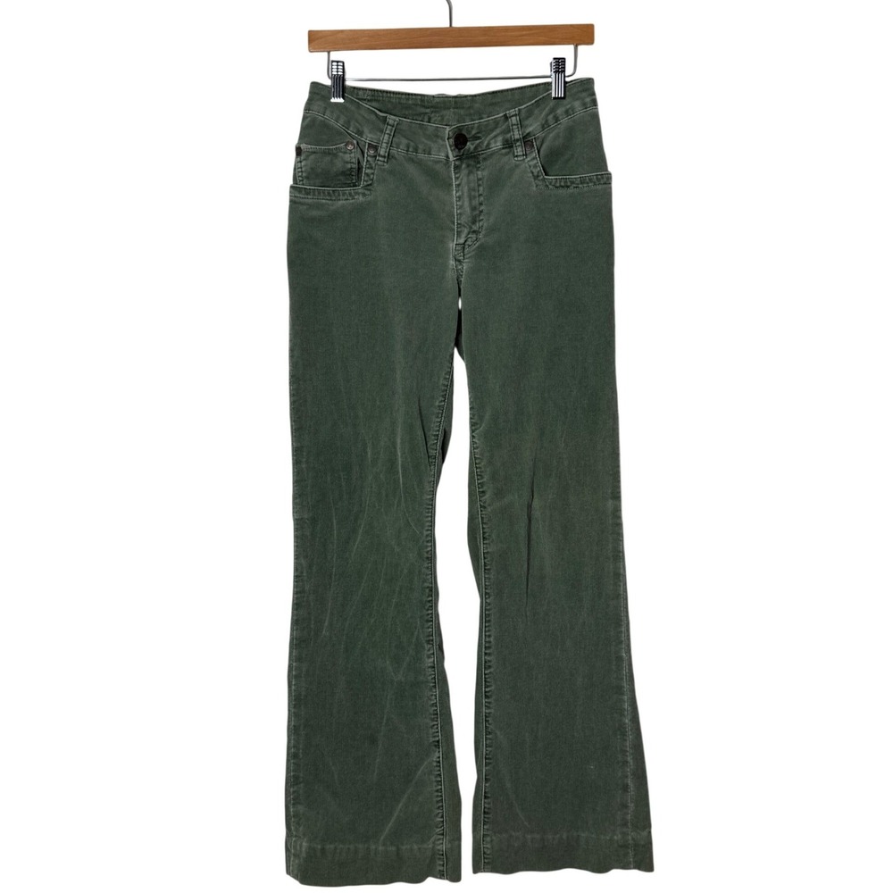 Worn Y2K Green Corduroy Flare Leg Pants Women Size‎ 6 Olive Mid Rise